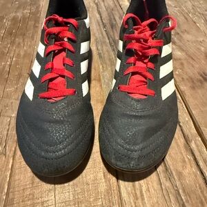 Adidas Black and White Soccer Cleats with Red Accents